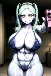 1girls ai_generated big_breasts cyberpunk:_edgerunners green_hair long_hair looking_at_viewer rebecca_(edgerunners) reficulsenpai