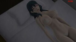 1girls 3d alternate_breast_size bedsheets big_breasts blue_hair bra breasts byleth_(fire_emblem) byleth_(fire_emblem)_(female) closed_eyes emotionless expressionless female fire_emblem fire_emblem:_three_houses htr18 lipstick medium_hair mostly_nude nintendo nipples on_bed open_mouth panties pillow sleeping solo unconscious white_skin