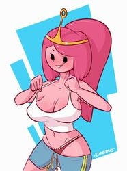 1girls adventure_time animated bouncing_breasts breasts cleavage dabble female female_only huge_breasts no_sound pink_hair princess_bubblegum solo solo_female tagme video