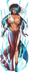 big_breasts female harem_heroes hentai_heroes hentai_heroes_character large_breasts long_hair long_legs looking_at_viewer nipples nutaku png ponytail salem_(hentai_heroes) tan_skin thighs topless topless_female transparent_background witch witch_costume witch_hat