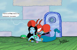 1girls black_hair breasts businessman_(artist) crab crustacean fish imminent_rape male male/female mermaid mr_krabs penis queen_amphitrite smooth_skin spongebob_squarepants