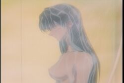 1990s_(style) 90s areolae brown_hair key_the_metal_idol nipples retro_artstyle shower showering vhs_artifacts