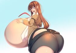 1girls ass_bigger_than_head ass_bigger_than_torso bakki blush breasts_bigger_than_head breasts_bigger_than_torso gigantic_ass gigantic_breasts huge_ass huge_breasts hyper hyper_ass hyper_breasts makise_kurisu shocked solo steins;gate wardrobe_malfunction