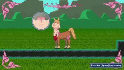 2girls animated centaur closeup closeup_view cunnilingus female female_orgasm game_console horse horse_girl maya_(mystic_knight_maya) mp4 mystic_knight_maya naked nude pixel_animation pixel_art redhead sound tagme video yuri