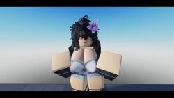 1girls 3d animated baseplate black_hair breasts clothing female huge_breasts long_hair roblox robloxian runirr34 solo tagme video