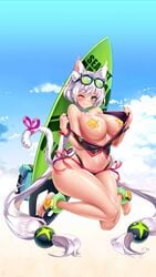 alizee_(project_qt) bikini catgirl game game_cg large_ass one_eye_closed presenting_breasts project_qt tagme