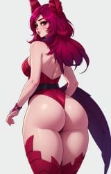 ai_generated ass ass_focus behind_view big_ass big_butt bubble_butt league_of_legends looking_at_viewer pinkdolphin xayah