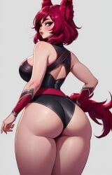 ai_generated ass ass_focus behind_view big_ass big_butt bubble_butt league_of_legends looking_at_viewer pinkdolphin xayah