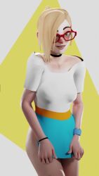 1girls 3d abs andavaverse blender blonde_hair breasts darcy_redd dubzzzy fit_female lifting_shirt pussy red_glasses standing tagme video wink winking_at_viewer