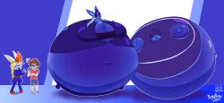 balloonbunnyboi big_breasts blueberry_inflation breasts cinderace female inflation sunken_head sunken_limbs thick_thighs wide_hips