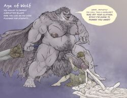 anthro ass balls belly big_butt big_penis blaidd_(elden_ring) body_hair canid canine canis cape chest_hair clothing corruption creamy_cum duo ejaculation elden_ring fangs feet fromsoftware fur genitals hairy hairy_balls handjob hi_res huge_cock hyper hyper_genitalia hyper_penis larger_male male male/male mammal melee_weapon moobs musclegut muscular musk nipples nude overweight penile penis pubes puffy_nipples scar scars_all_over scars_on_thighs sex simple_background size_difference sword t3ns3n teeth vein veiny_penis weapon wolf