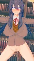 before_sex crazy_eyes doki_doki_literature_club imminent_sex looking_at_viewer mashirosolera yuri_(doki_doki_literature_club)