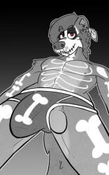 bone bulge clothing constume costume halloween halloween_costume hi_res holidays hyena mammal red_eyes syforg underwear