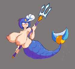 1girls belly big_breasts blush female fupoo mega_man mega_man(classic) mermaid mermaid_tail plump solo splash_woman tagme trident