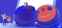 balloonbunnyboi big_breasts blueberry_inflation breasts cinderace female inflation sunken_head sunken_limbs thick_thighs wide_hips