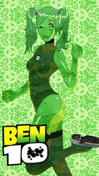 ben_10 ben_tennyson female_ben gender_transformation goo goo_girl goo_transformation goop_(ben_10) green_eyes green_goo leotard maudxie mtf_transformation polymorph polymorph_(ben_10) rule_63 slime slime_girl thighhighs transformation