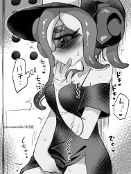 1girls 2d 2d_(artwork) acht_(splatoon) artist_signature black_and_white blush cap dedf1sh ermame26_(artist) eromame exposed_shoulder eyes_visible_through_glasses female female_only fingering headphones manga manga_style masturbating masturbation octoling octoling_girl shades shirt shirt_dress sideboob solo_female splatoon splatoon_3 splatoon_3:_side_order sucking_fingers sunglasses tagme_(artist) tentacle tentacle_hair tinted_eyewear