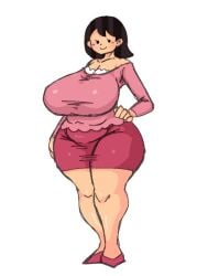 1girls black_hair clothed clothed_female female female_only huge_breasts irasutoya mob_face osakana2gou tagme voluptuous voluptuous_female wide_hips