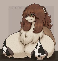 anthro_only big_breasts breasts cow_print female lucy_(mexifurfoof) mexifurfoof