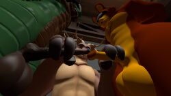 anthro blindfold blindfolded dragon five_nights_at_freddy's fnaf fox foxy_(fnaf) frottage frotting male male/male