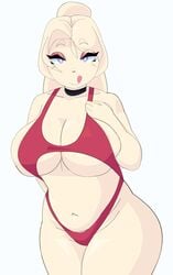 anthro bedroom_eyes big_ass big_breasts bikini cytrusawa furry licking_lips milf seductive simple_background thick_thighs