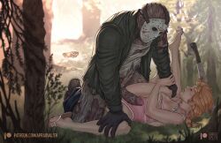 1boy1girl aprax_valith breasts_out clothing cut_clothes friday_the_13th friday_the_13th:_the_game imminent_rape imminent_sex jason_voorhees missionary_position nightmare_husbando original_character penis_out pinned_down predator/prey rotting