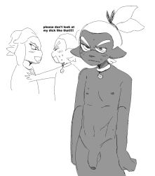 blush blush_lines collar coroika dark-skinned_male dark_skin dog_collar drooling duo embarrassed emperor_(splatoon) flaccid flaccid_penis humanoid_pointy_ears male male_focus male_only penis petplay pushing pushing_away rider_(splatoon) skinny solo_focus splatoon splatoon_(manga) squarekingcup sweat sweatdrop young