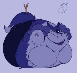 big_breasts blueberry_inflation braixen breasts pokemon pokemon_(species) sumisune sunken_head sunken_limbs thick_thighs wide_hips