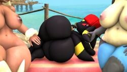 big_ass big_breasts breasts bubble_butt game_freak huge_ass jack_(jasperisnotcool) loaq195 lopunny lucario nintendo pokemon pokemon_(species) thick_thighs umbreon wide_hips