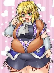 bbw belly_overhang big_belly big_female blonde_hair blush chubby chubby_female embarrassed fat fat_female fat_fetish fat_girl fat_woman fatty large_female mizuhashi_parsee obese obese_female overweight overweight_female plump pork_chop thick_thighs touhou tubby weight_gain