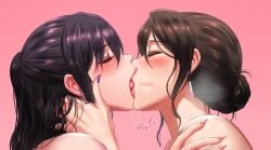 2girls animated blush brown_hair closed_eyes female female_only french_kiss french_kissing grabbing_neck hair kissing lesbian lesbian_kiss multiple_girls no_sound saliva saliva_string saliva_trail sucking_tongue tongue_kiss tongue_sucking video yuri yuritamashi