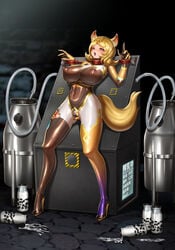 artist_request before body_hair fox_ears fox_girl high_heels nipples transformation