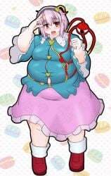 bbw belly_overhang big_belly big_female blush chubby chubby_female embarrassed fat fat_female fat_fetish fat_girl fat_woman fatty large_female obese obese_female overweight overweight_female pink_hair plump pork_chop satori_komeiji thick_thighs third_eye tight_clothing tight_fit touhou tubby weight_gain