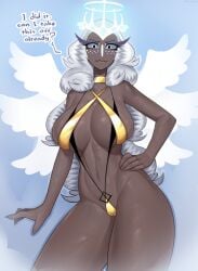 1girls 2024 angel angel_girl angel_wings asking_for_it ass ass_focus big_ass big_breasts big_butt big_thighs bikini blue_eyes breasts butt clothed clothing color dark-skinned_female dark_skin dialogue dryvial english_text female female_focus female_only gigantic_ass gigantic_breasts gigantic_thighs hand_on_butt hazbin_hotel hi_res huge_ass huge_breasts huge_thighs larger_female looking_at_viewer micro_bikini sera_(hazbin_hotel) size_difference solo_female tagme text thick_hips thick_thighs thighs twitter vivienne_medrano white_hair