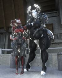 bbw big_breasts breasts cleavage female huge_breasts mag_(warframe) mirage_(warframe) overweight qzk_forte tagme thick_thighs warframe