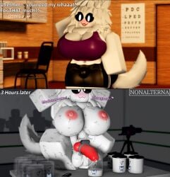 1futa 3d :3 anthro artist_name being_recorded being_watched big_balls big_breasts big_penis black_and_white_eyes black_eyes blush bulge canine_genitalia canine_penis clinic cock_ring cum_in_container cum_milking cum_storage detailed_background english_text fluffy_balls fur furry furry_balls futanari hands_behind_head handsfree_ejaculation intersex intersex_symbol jar knot large_belly large_breasts large_penis leaking_cum milking milking_cum naked nipples nonalterna nude penis_milking roblox robloxian rolling_eyes self_upload selling_cum sex_toy shorts solo solo_futa sports sports_bra squatting text vibrating_cock_ring wagging_tail white_fur white_hair