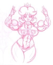 abs biceps big_breasts big_muscles breasts female huge_breasts large_breasts large_muscles muscles muscular_arms muscular_female muscular_legs muscular_thighs pecs princess_daisy siegfried129 super_mario_bros.