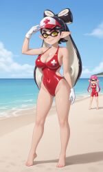 2girls ai_generated breasts callie_(splatoon) female female_only lifeguard lifeguard_swimsuit lr6777 nai_diffusion nintendo solo splatoon splatoon_(series) stable_diffusion