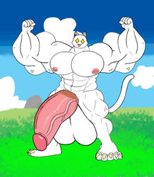 background balls big_balls big_penis domestic_cat epic_games feet fortnite furry gay ghost_meowscles happy male male_only meowscles_(fortnite) muscles naked nipples penis srosseen tail