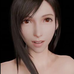 1:1 1girls 3d animated black_hair brown_eyes close-up el_water feet_together female_only final_fantasy foot_fetish licking_lips light-skinned_female light_skin looking_at_viewer open_mouth shorter_than_30_seconds solo tagme tifa_lockhart tongue_out video