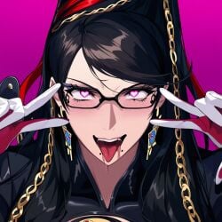 ahe_gao ai_generated bayonetta bayonetta_(character) black_hair dark-skinned_male glasses sex tagme v