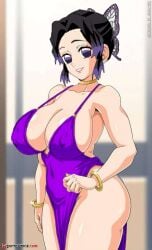 big_ass big_breasts big_butt black_hair purple_bikini purple_bikini_bottom purple_bikini_top shinobu