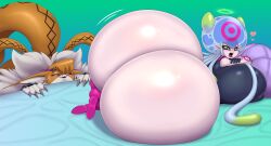 2025 2girls absurd_res anthro aroused aroused_face ass ass_bigger_than_breasts ass_bigger_than_head bed ber00 big_ass big_breasts big_butt bottom_heavy breasts_bigger_than_head digimon digimon_(species) female female_only furry gigantic_ass heart hearts high_resolution highres horny huge_ass huge_breasts humanoid hyper hyper_ass hyper_breasts jellymon large_ass large_breasts looking_at_viewer meicrackmon open_mouth png shortstack tail tongue tongue_out