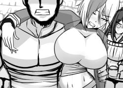 alice_(simbro) bar barista black_and_white gigantic_breasts grey koutaruarts no_color simbro visible_stomach