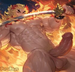 1boy abs ai_generated bara baraboys demon_slayer male_only muscular_male pectorals solo