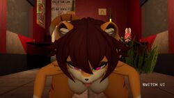 1girls 3d animated anthro big_breasts blowjob breasts fellatio female fur furry game_over in_heat_(game) monsterbox nipples oral orange_fur penis pink_eyes pov sammy_(in_heat) sound striped_body tagme video