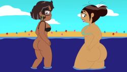 2girls animated ass beach bikini bottomless camila_noceda crossover embarrassed female milf sharon_mcgee sound tagme the_ghost_and_molly_mcgee the_owl_house video wardrobe_malfunction