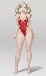 ai_generated ann_takamaki atlus blonde_hair blue_eyes breasts cleavage female female_only lifeguard_swimsuit lr6777 nai_diffusion one-piece_bikini persona persona_5 solo stable_diffusion