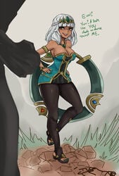 2021 big_butt big_thighs brown_skin geks league_of_legends medium_breasts open_toe_shoes qiyana_yunalai riot_games white_hair