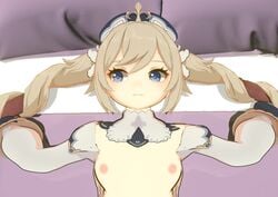 1girls 3d animated barbara_(genshin_impact) blonde_hair blue_eyes double_hairjob drill_hair female genshin_impact hairjob male multiple_penises no_sound nun offscreen_male penis small_breasts tagme video